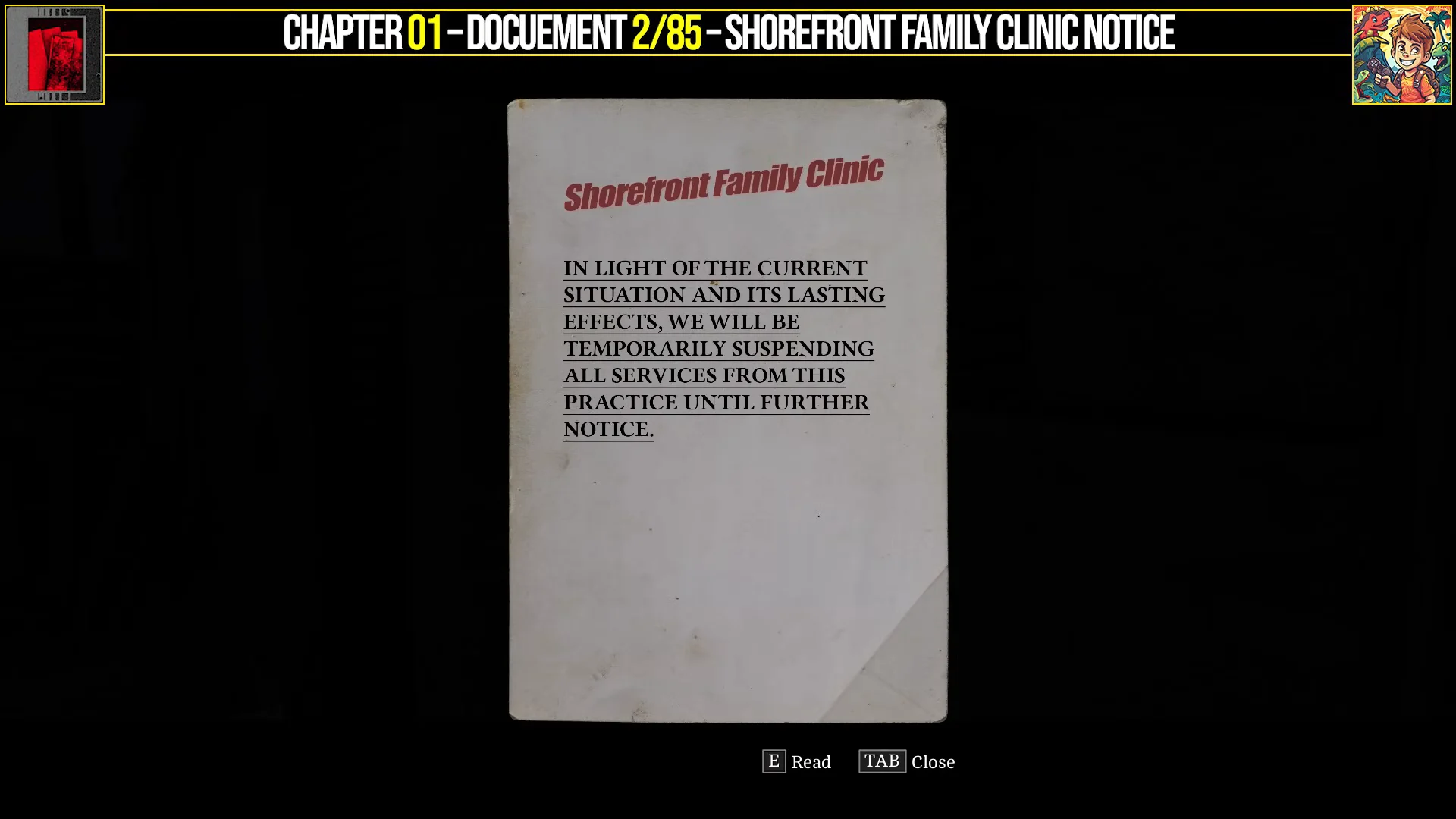 Document 2/85: Shorefront Family Clinic Notice