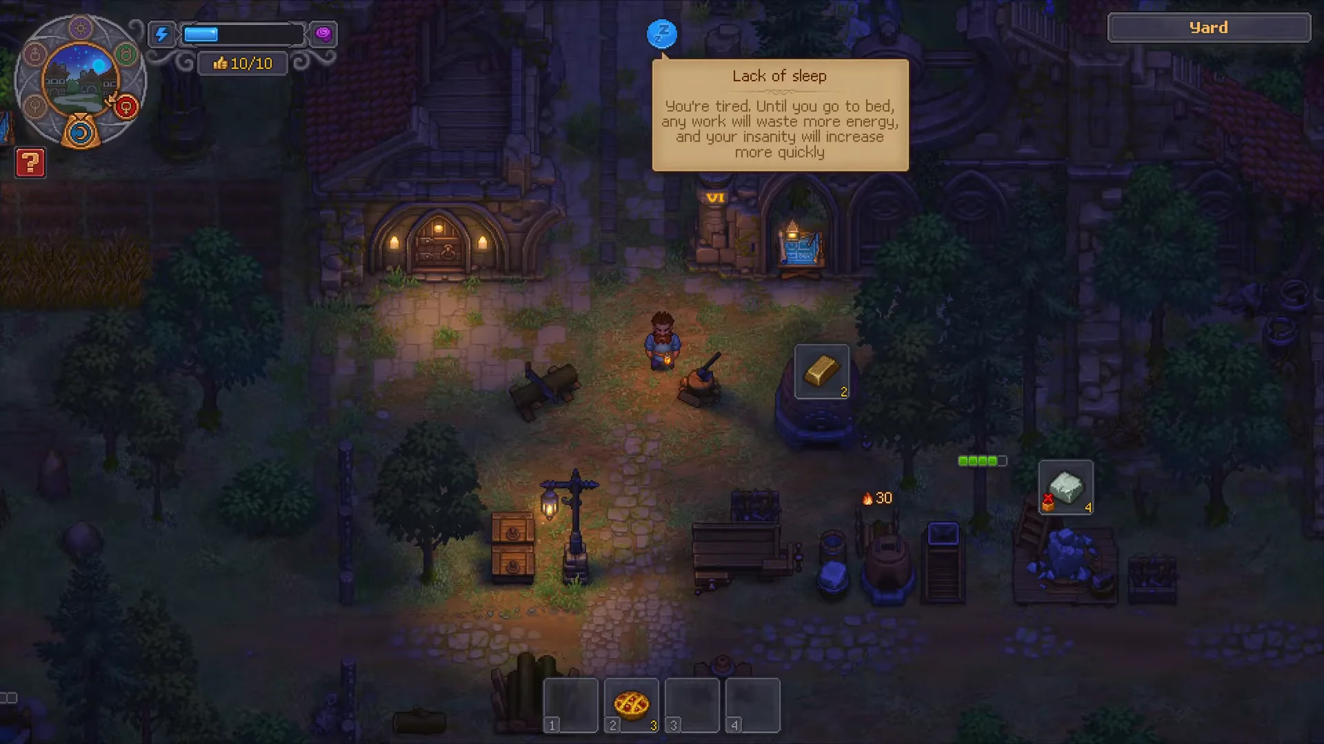 Lack of sleep status tooltip