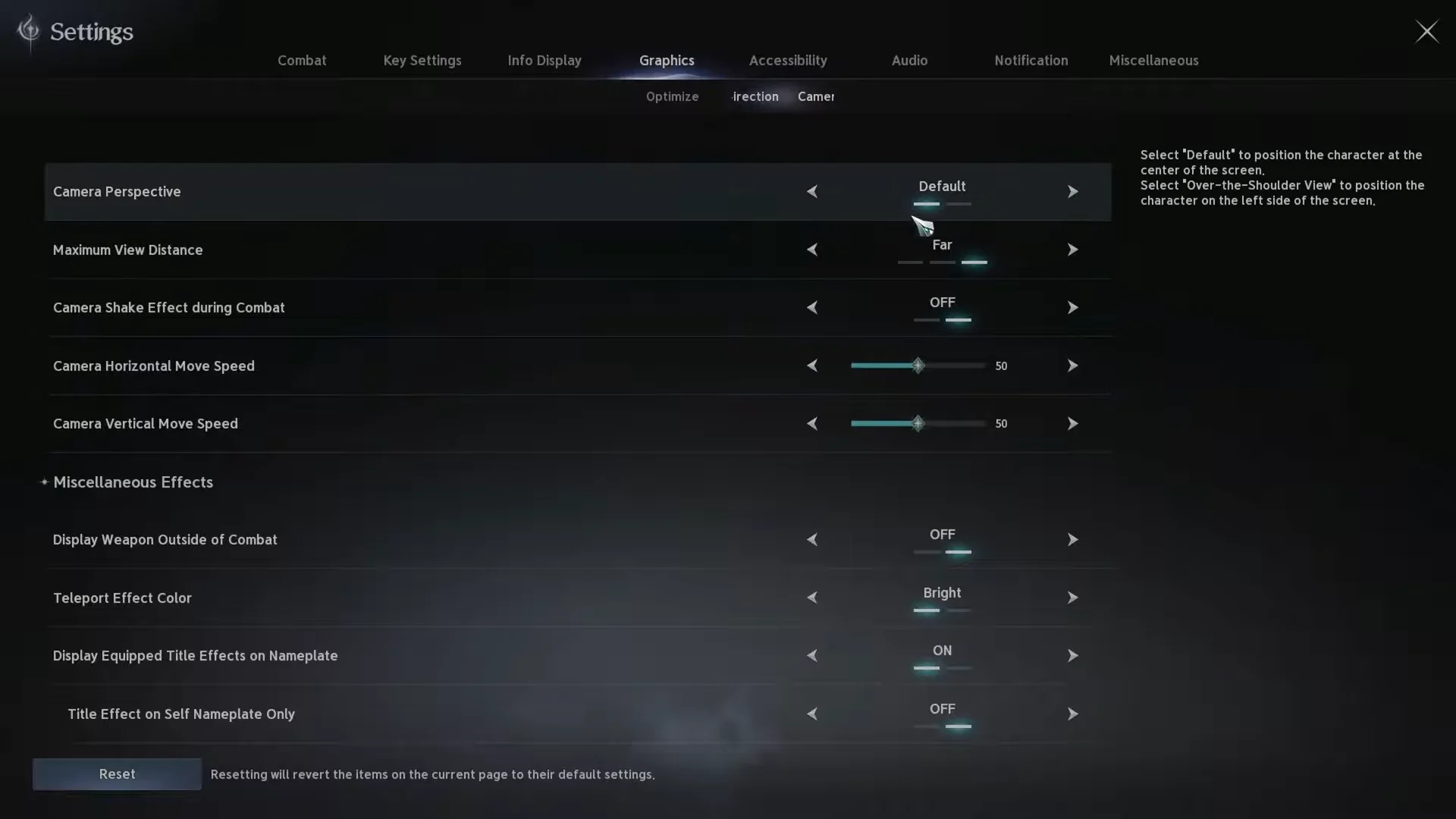 Camera Perspective Options