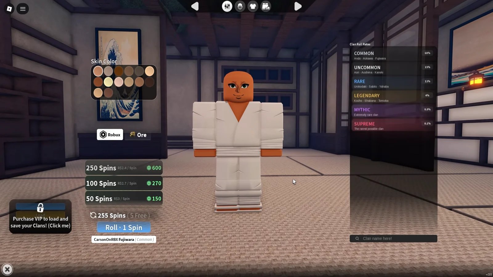 Character Creation & Clan Rolling