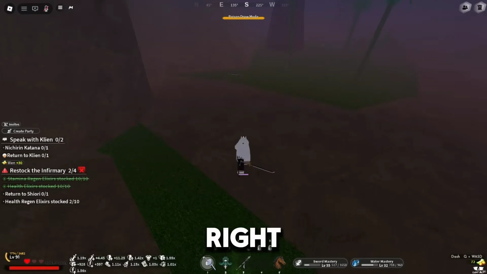Navigating to the katana location