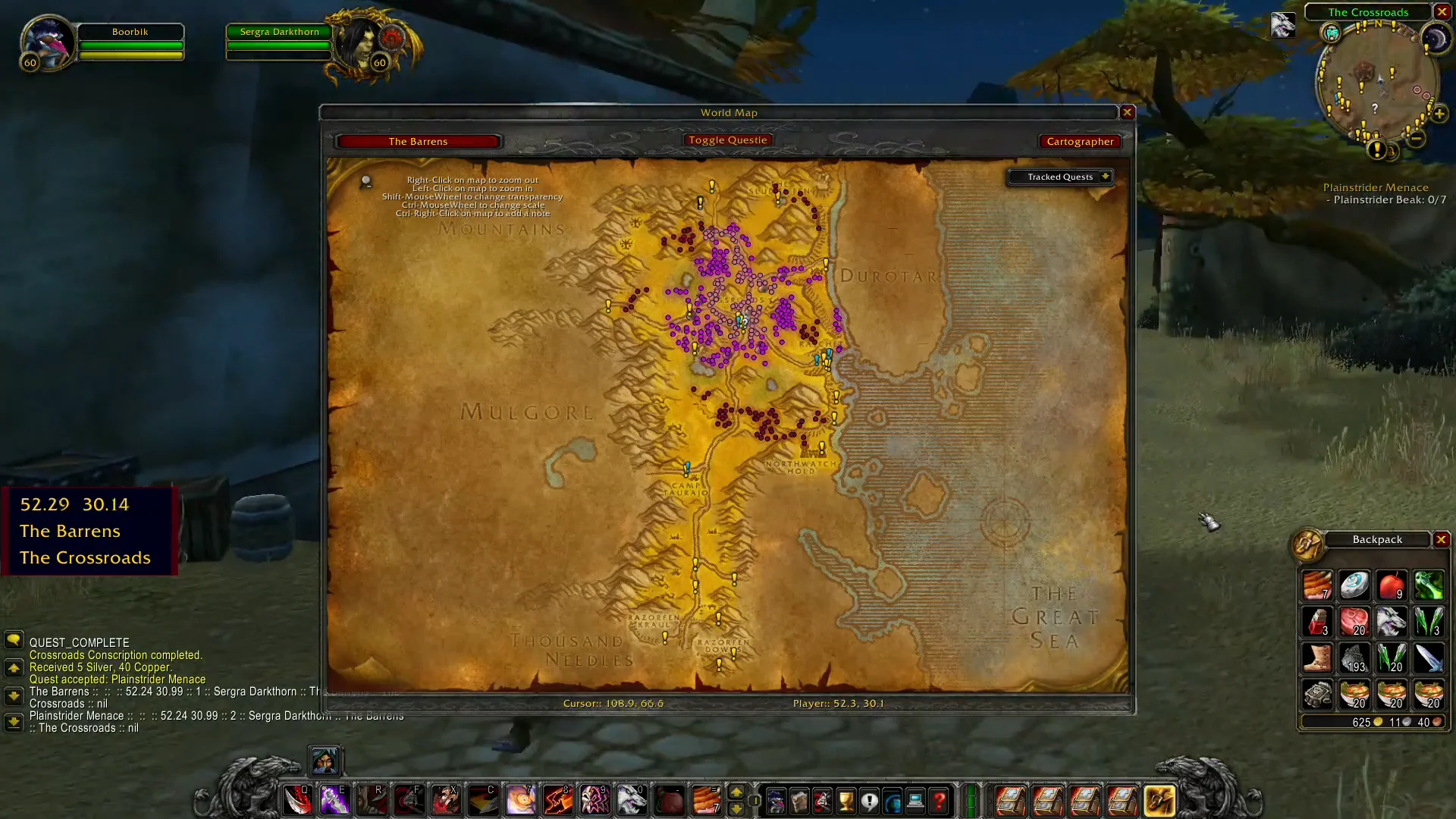 Accepting Plainstrider Menace Quest