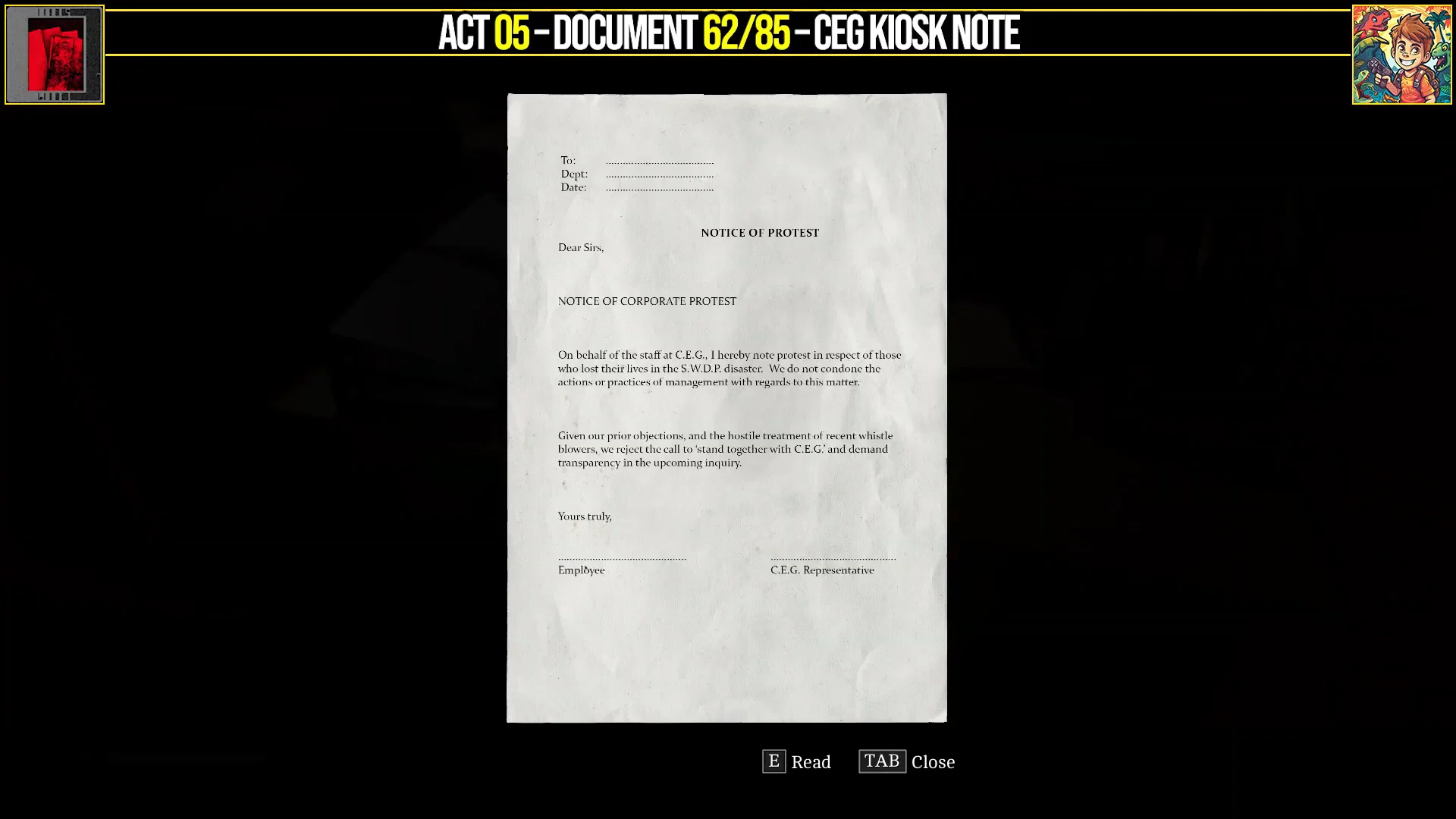 Document 62/85: CEG Kiosk Note