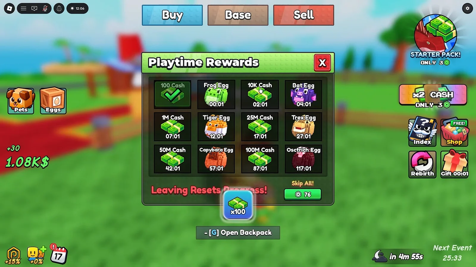 Unlocking Playtime Rewards