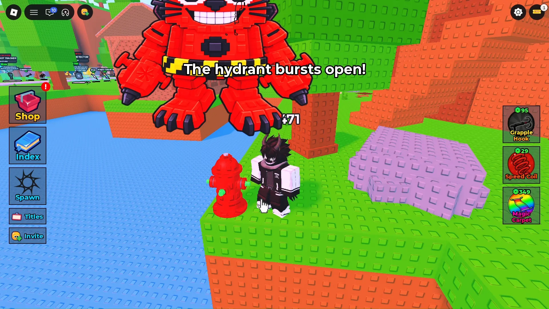 Interacting with the fire hydrant