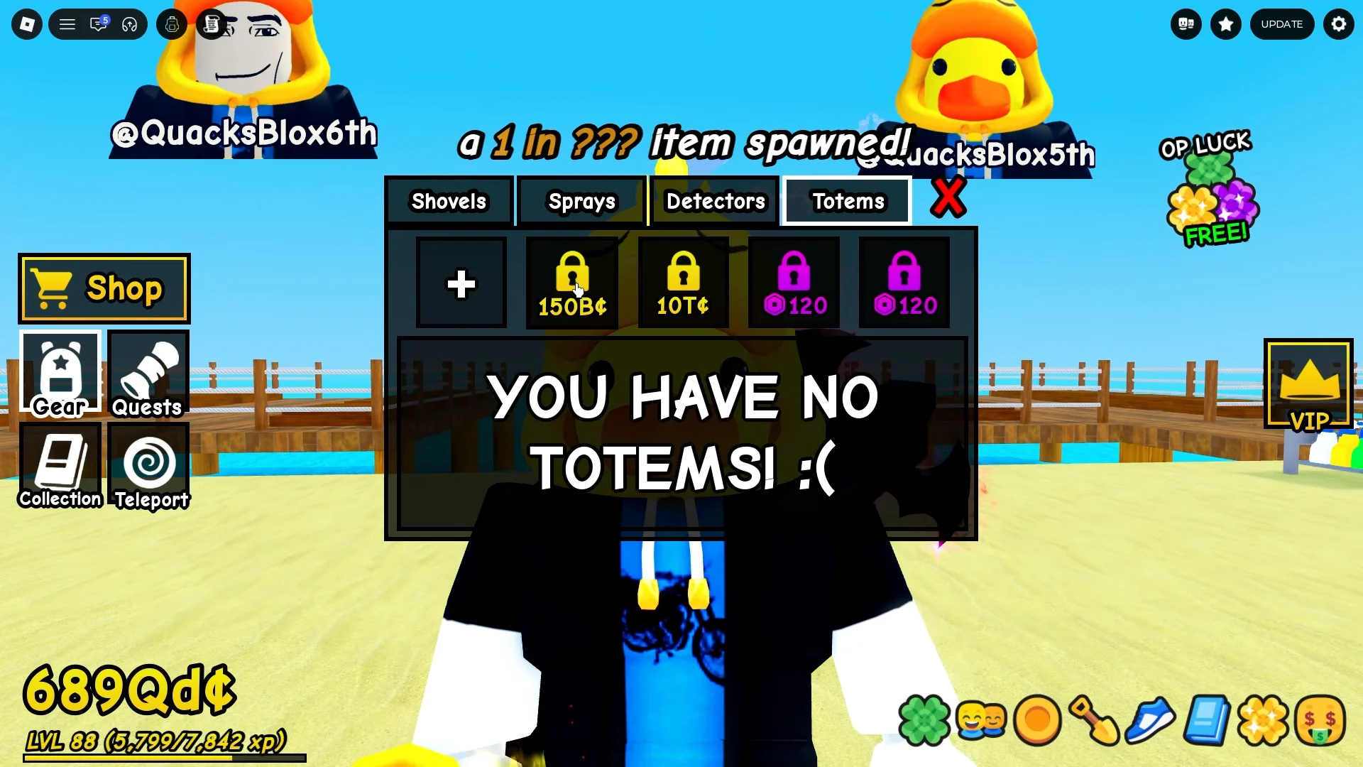 Discovering Totems Menu