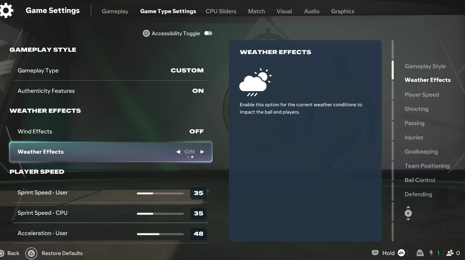 Game Type Settings overview
