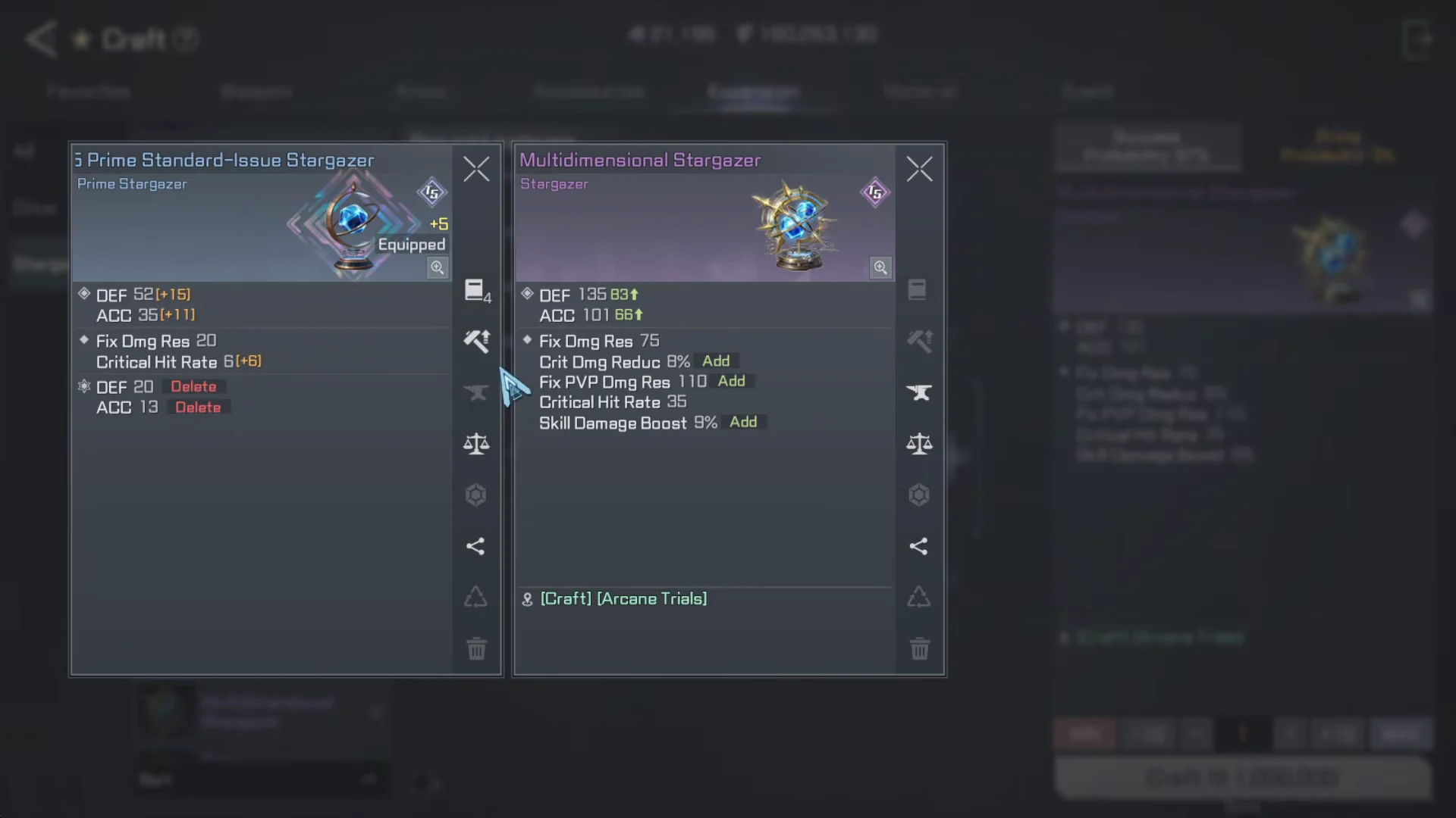 In-Game Crafting of Multidimensional Stargazer