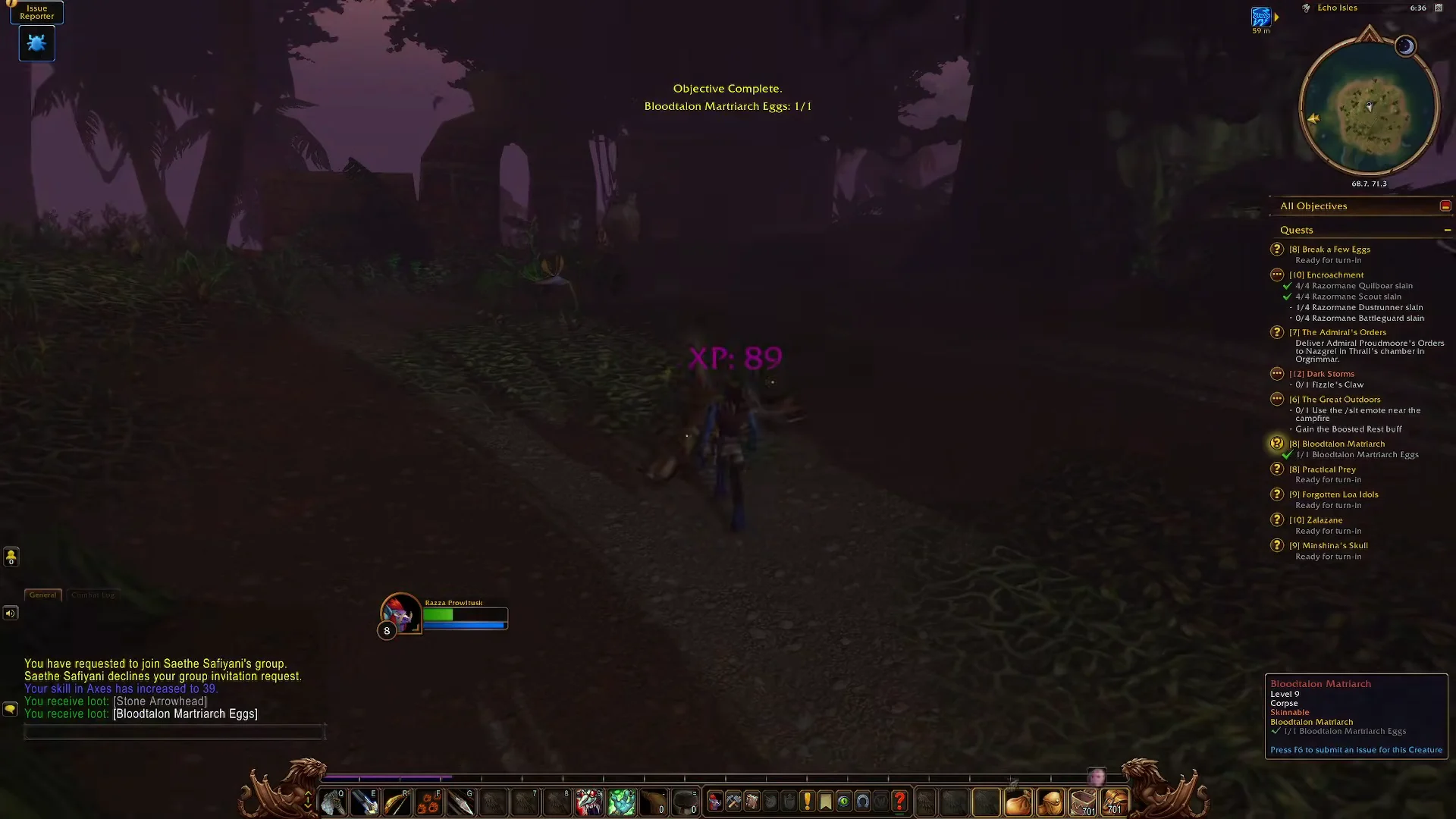 Looting Quest Item and Returning