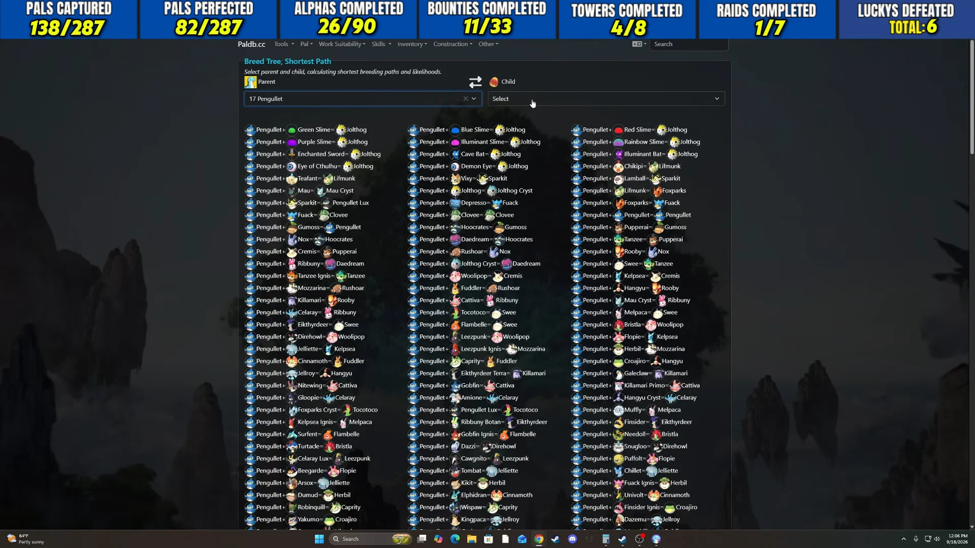 Breeding Calculator Cross-Referencing