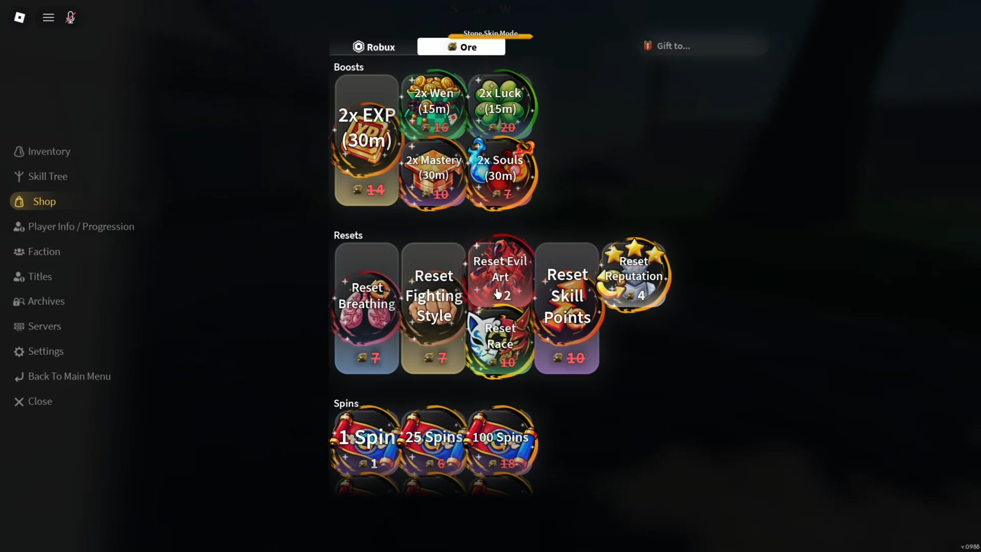 Accessing Shop Resets