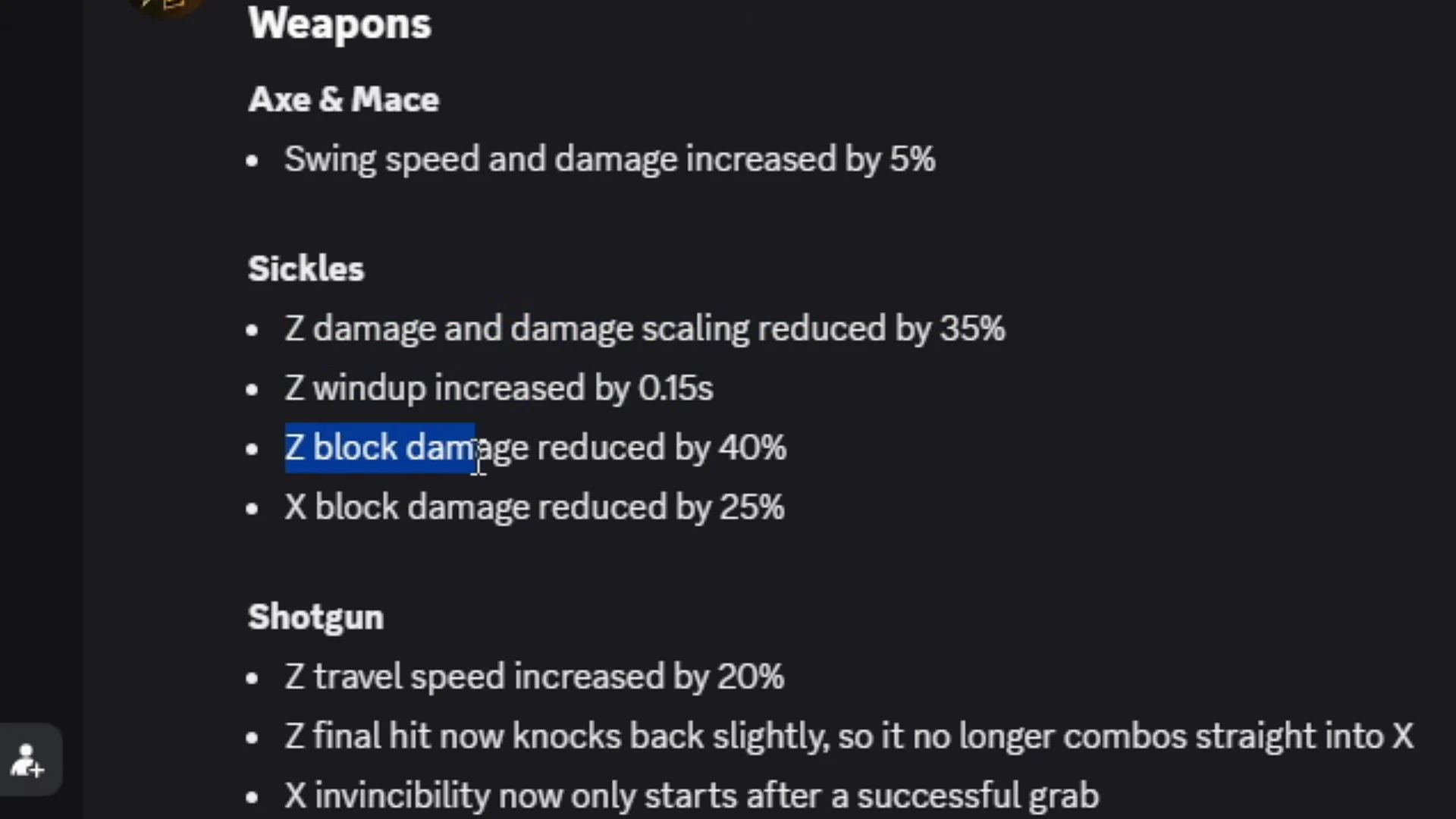 Patch Notes: Weapons