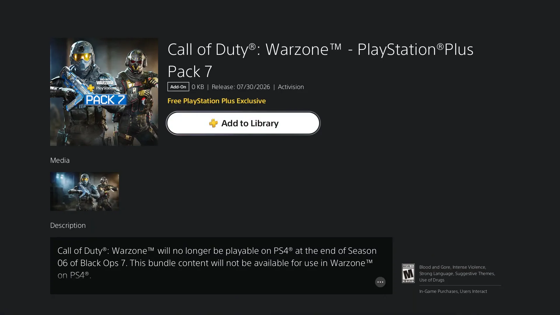 Claiming Pack 7 on PS Store