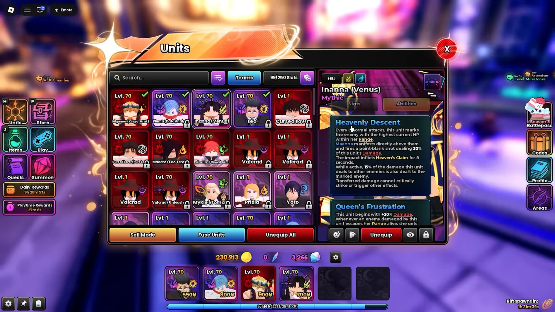 Heavenly Descent and Queen's Frustration Details
