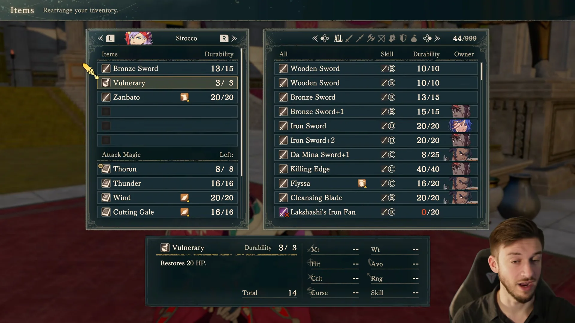 Sirocco Combat Arts, Magic Spells & Inventory