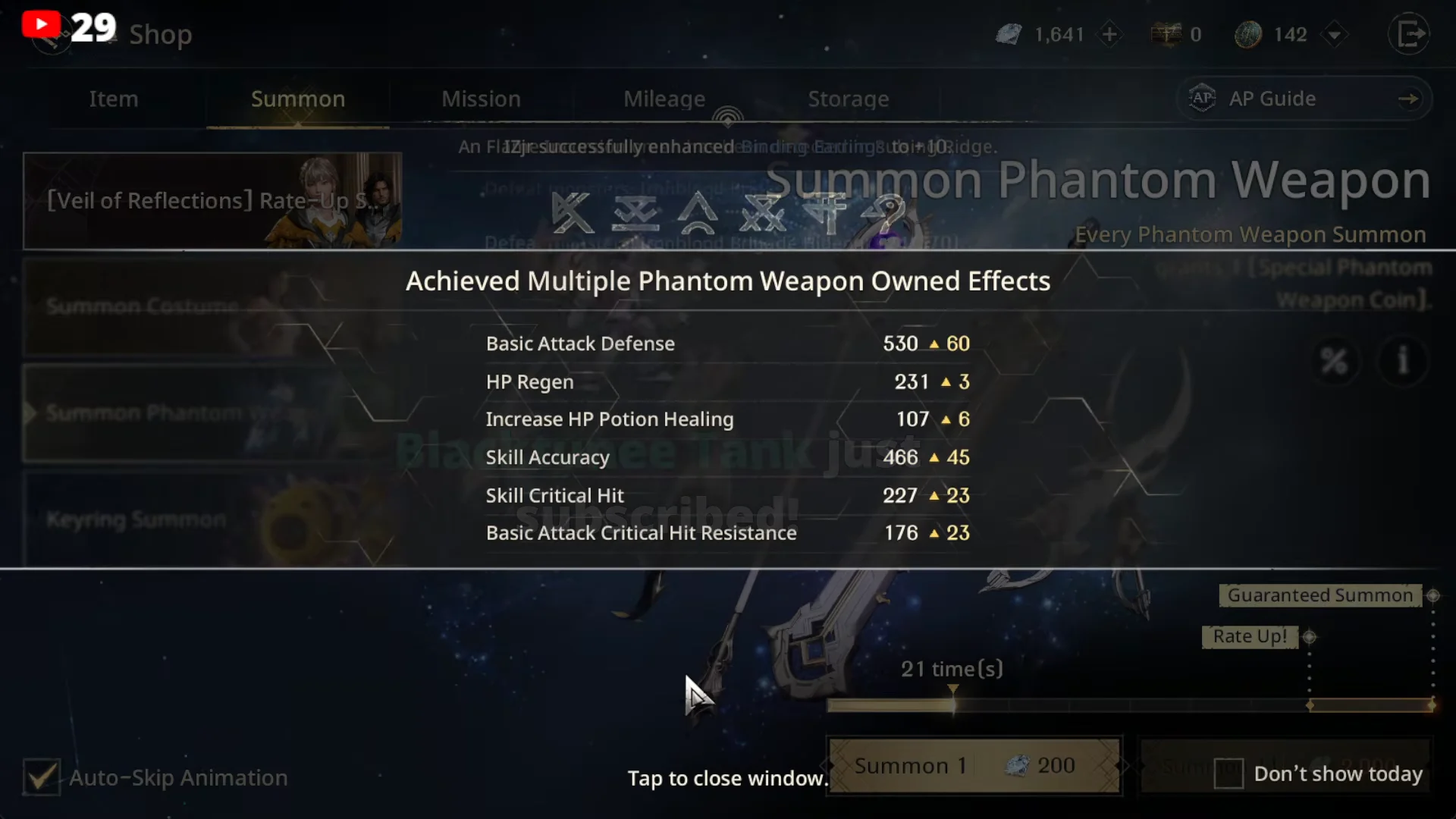 Summon Results and Shop