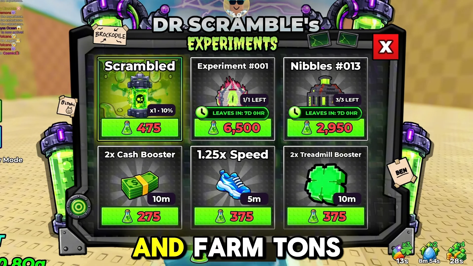 Dr. Scramble's Experiments Menu