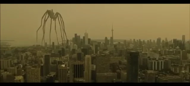 Giant spider over city