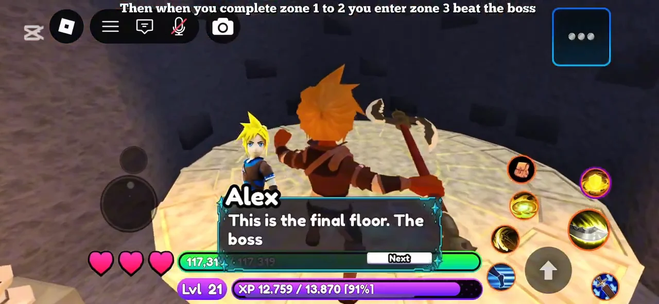 Reaching the final boss floor