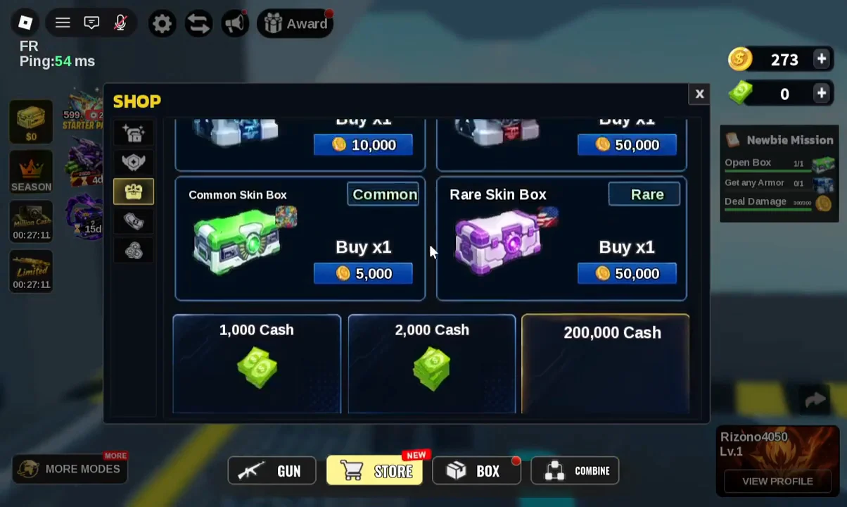 Browsing Store weapon boxes