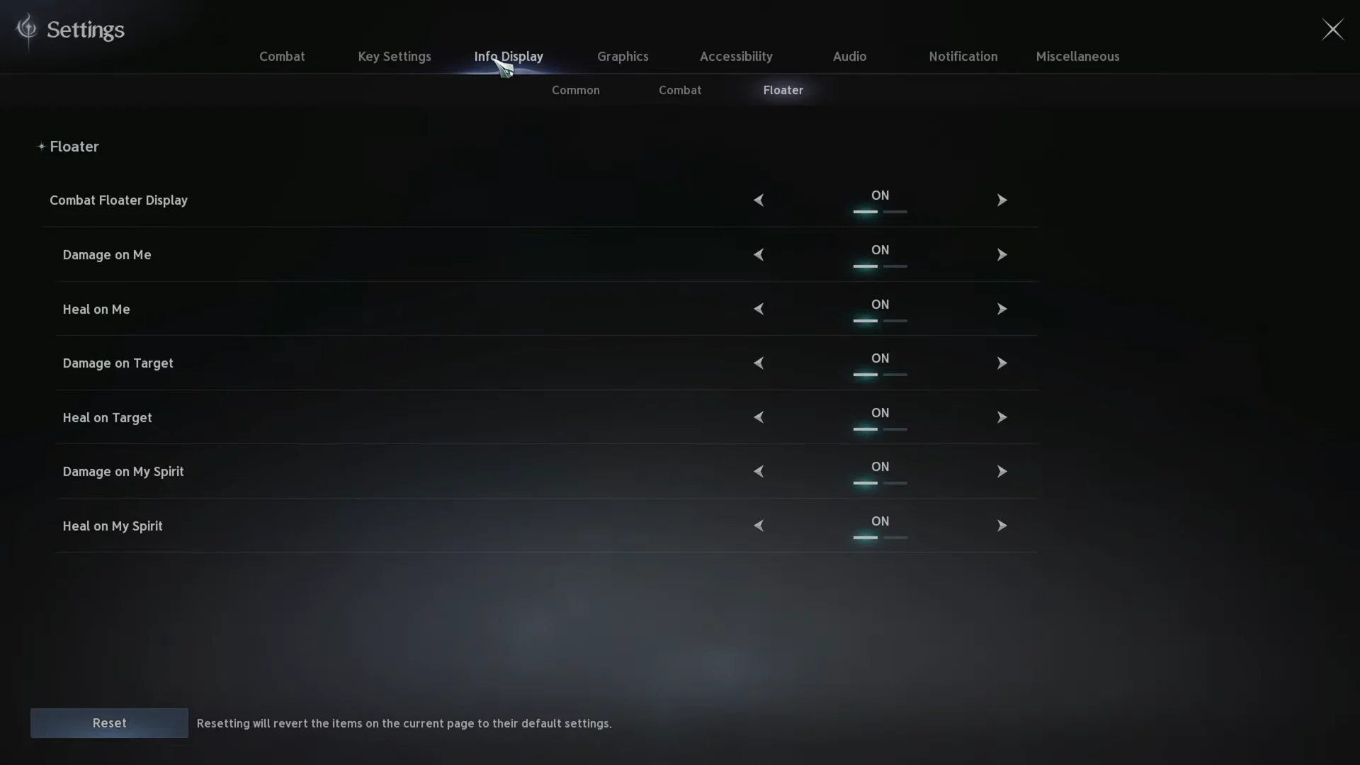 Main Menu Settings