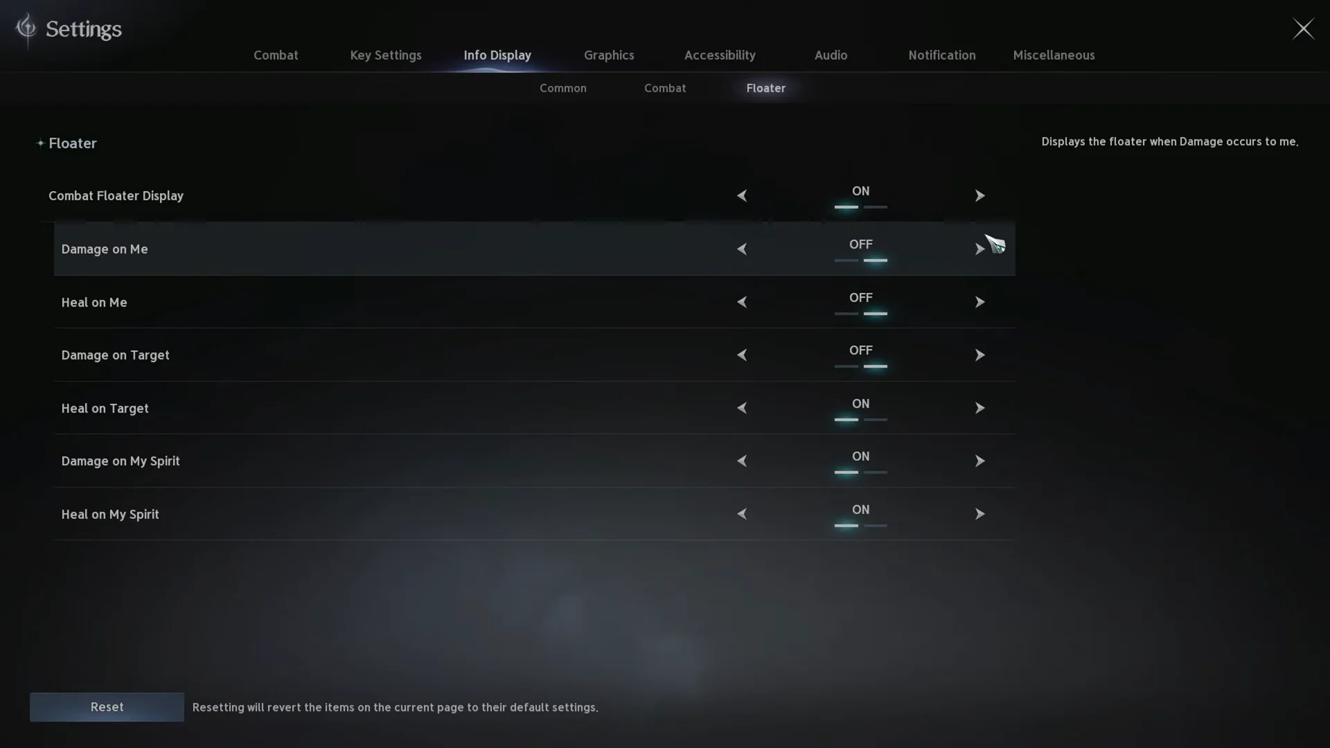 Floater Settings configuration
