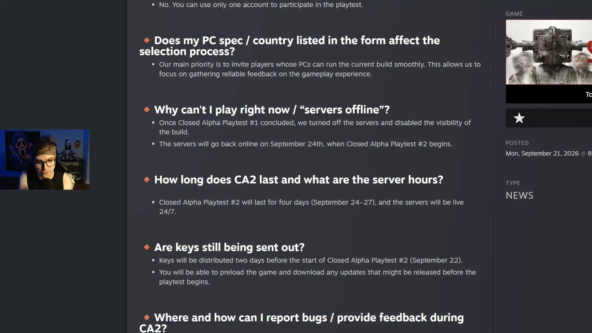 FAQ: Hardware Specs and Server Schedule