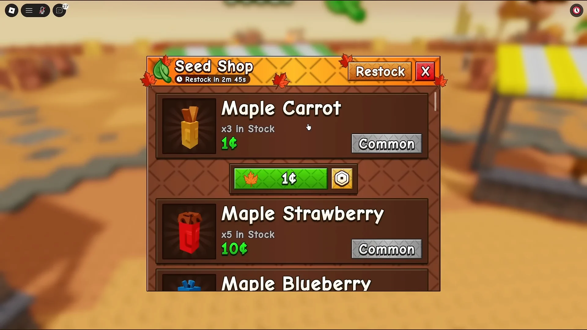 Early Game Seeds in Seed Shop