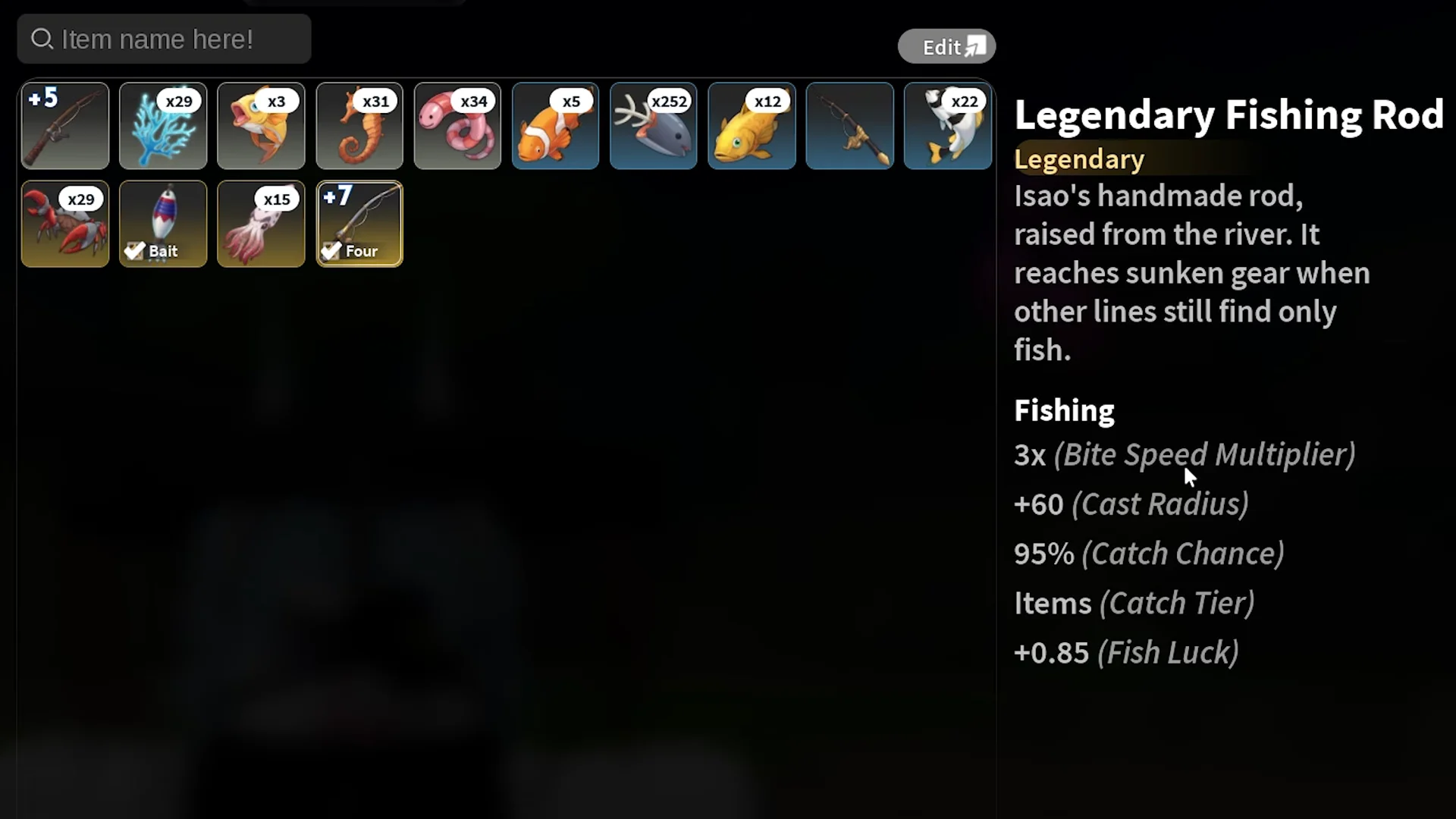 Inventory rod stats