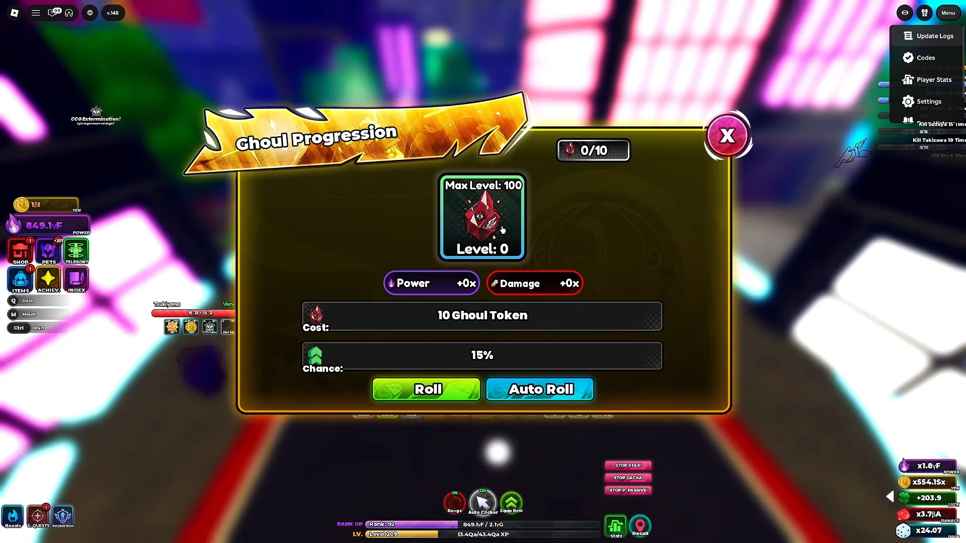 Demonstrating the crafting menu and Ghoul Progression system.