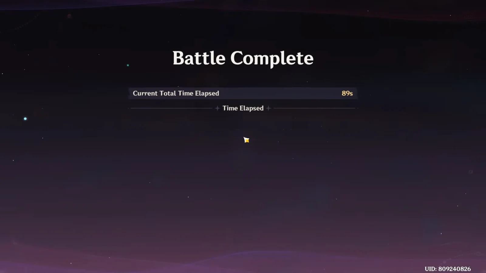 Battle Complete Screen