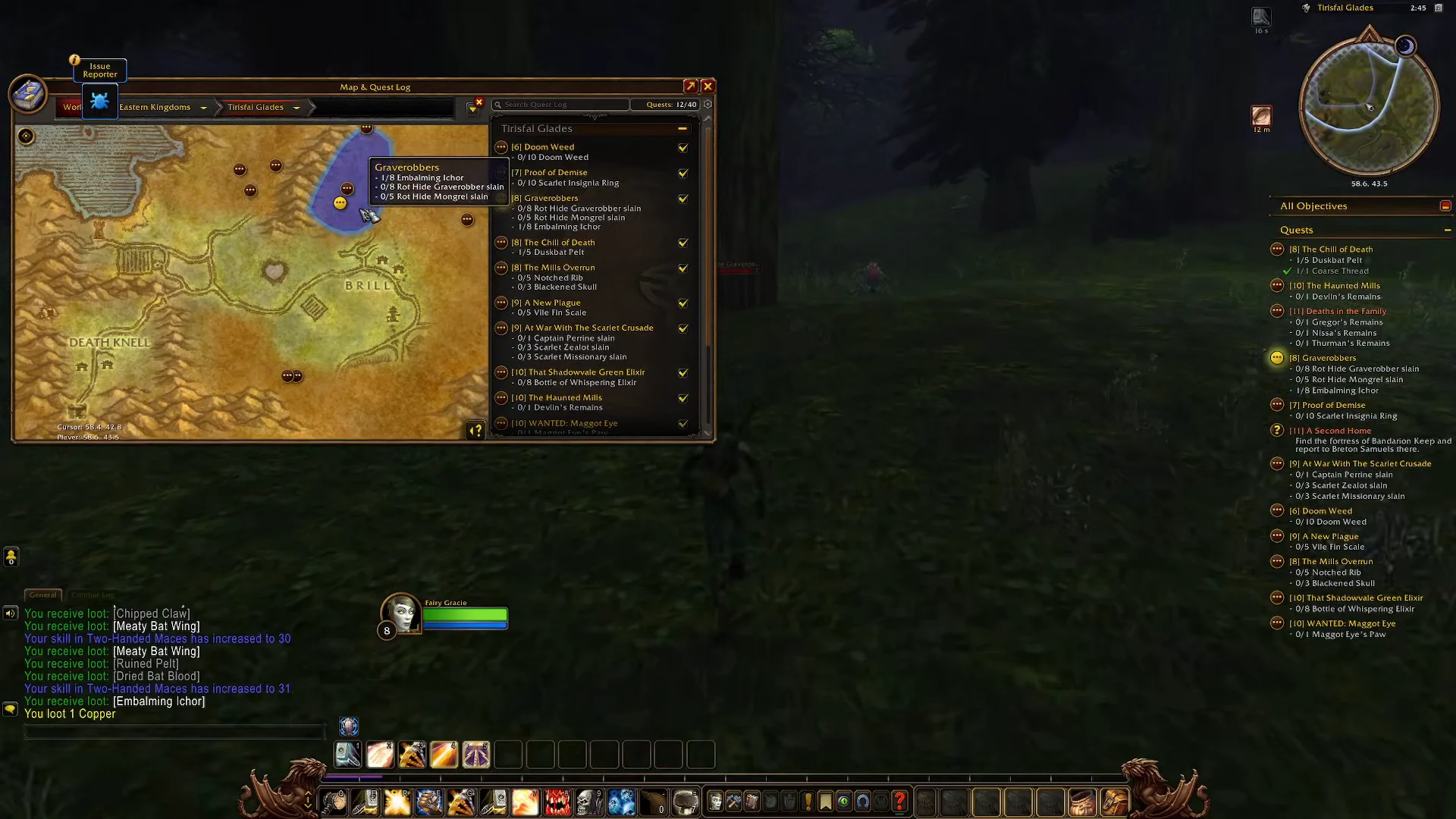 Map Location and Quest Log