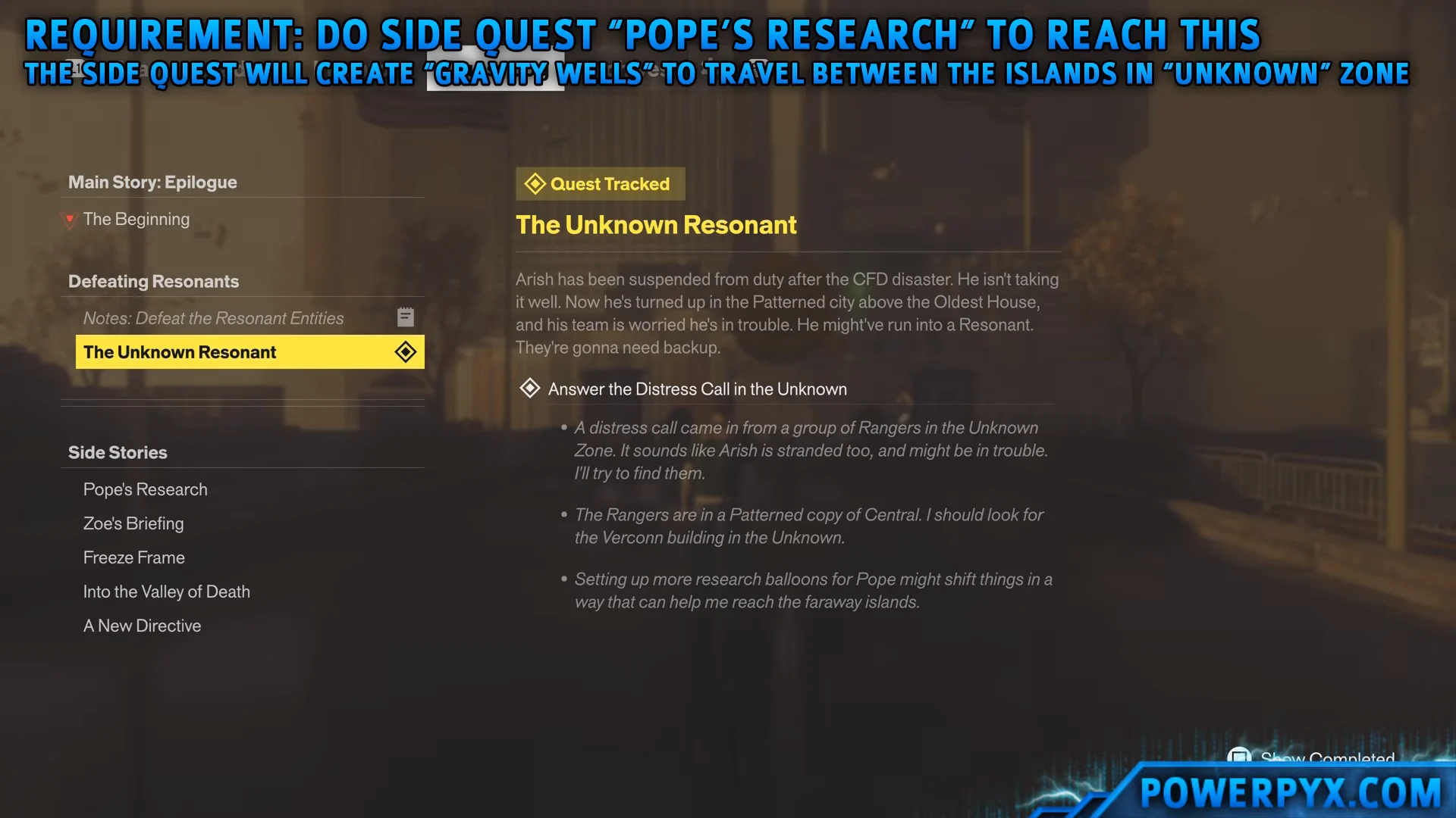 Quest Map & Menu Requirements
