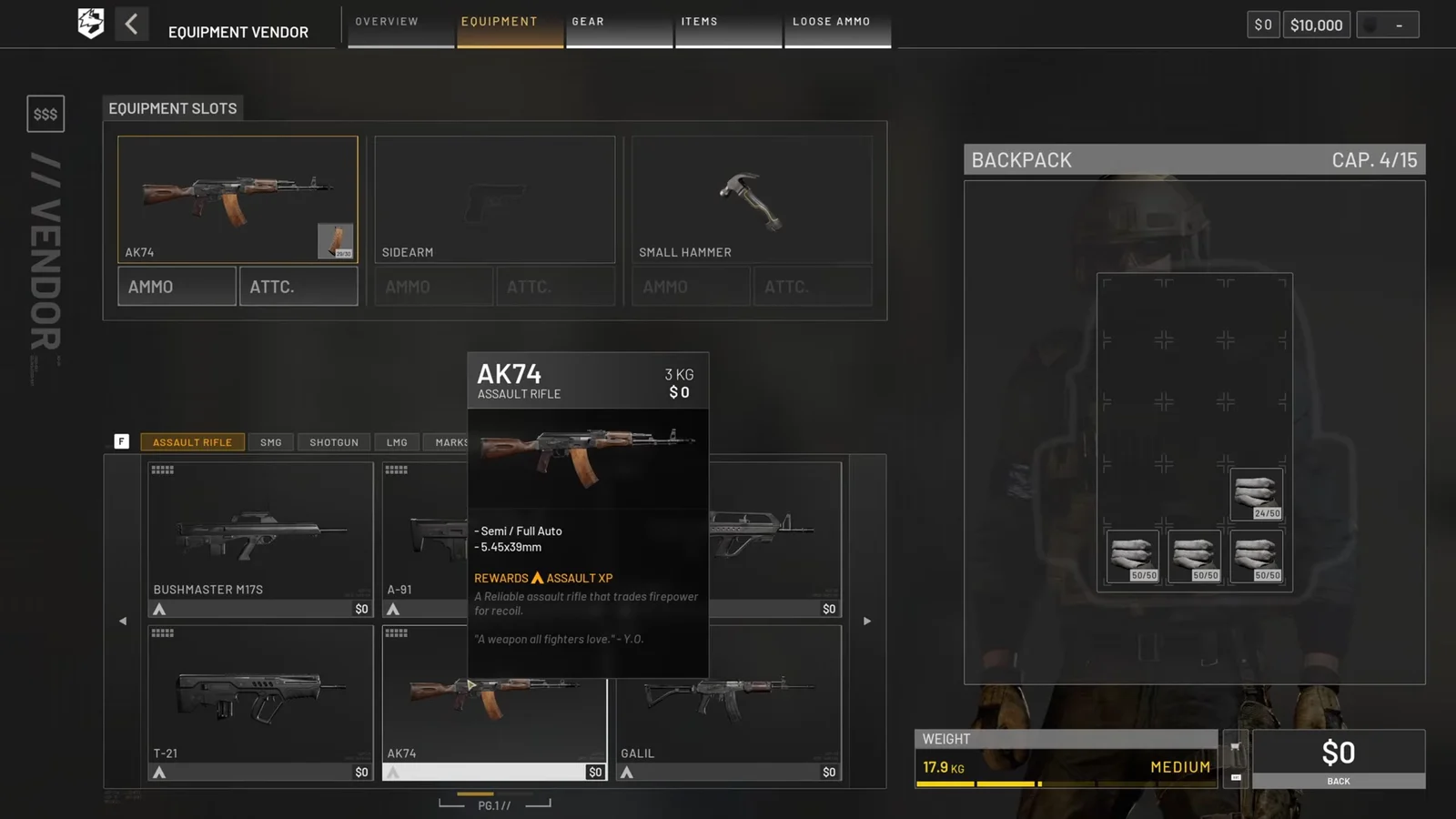 Hammer Weight & Inventory Slot Management