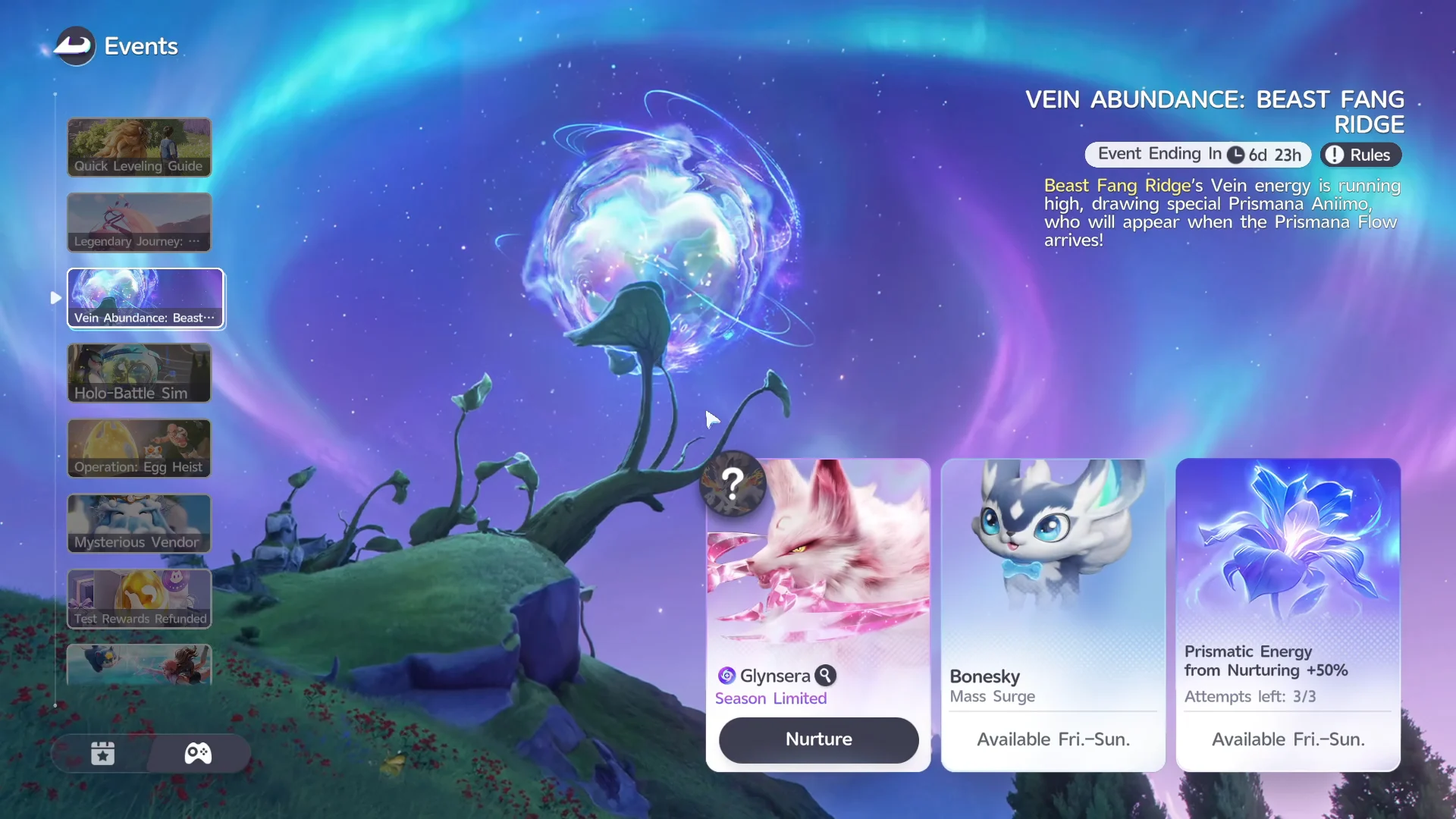 Vein Abundance Event Menu