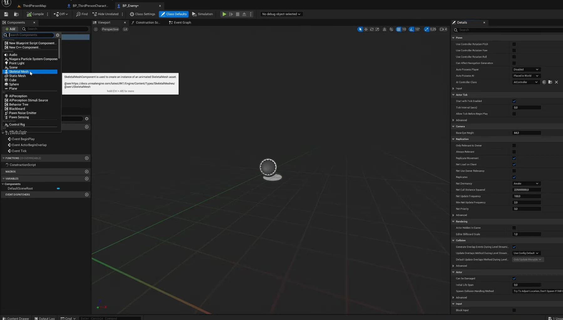 Creating BP_Enemy Pawn
