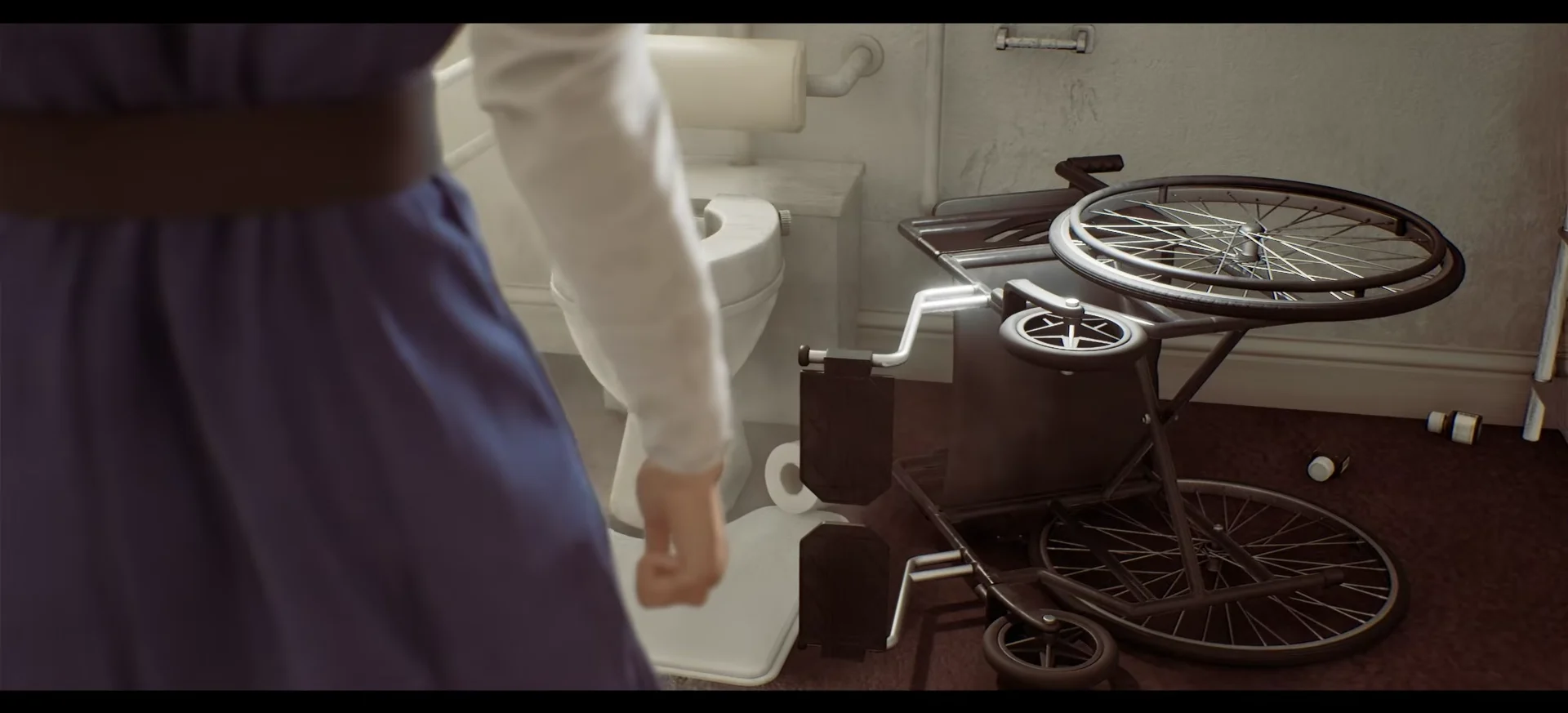 Overturned wheelchair