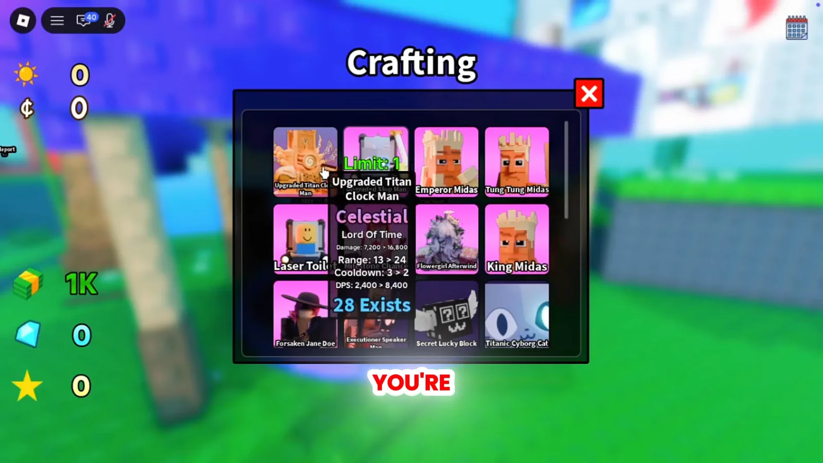 Crafting Menu & S-Tier Units