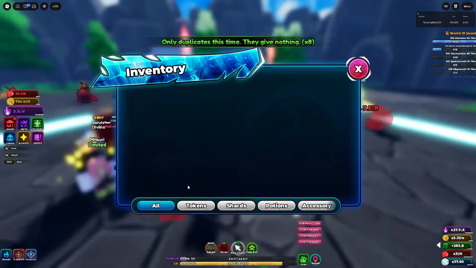 Checking Inventory Tabs