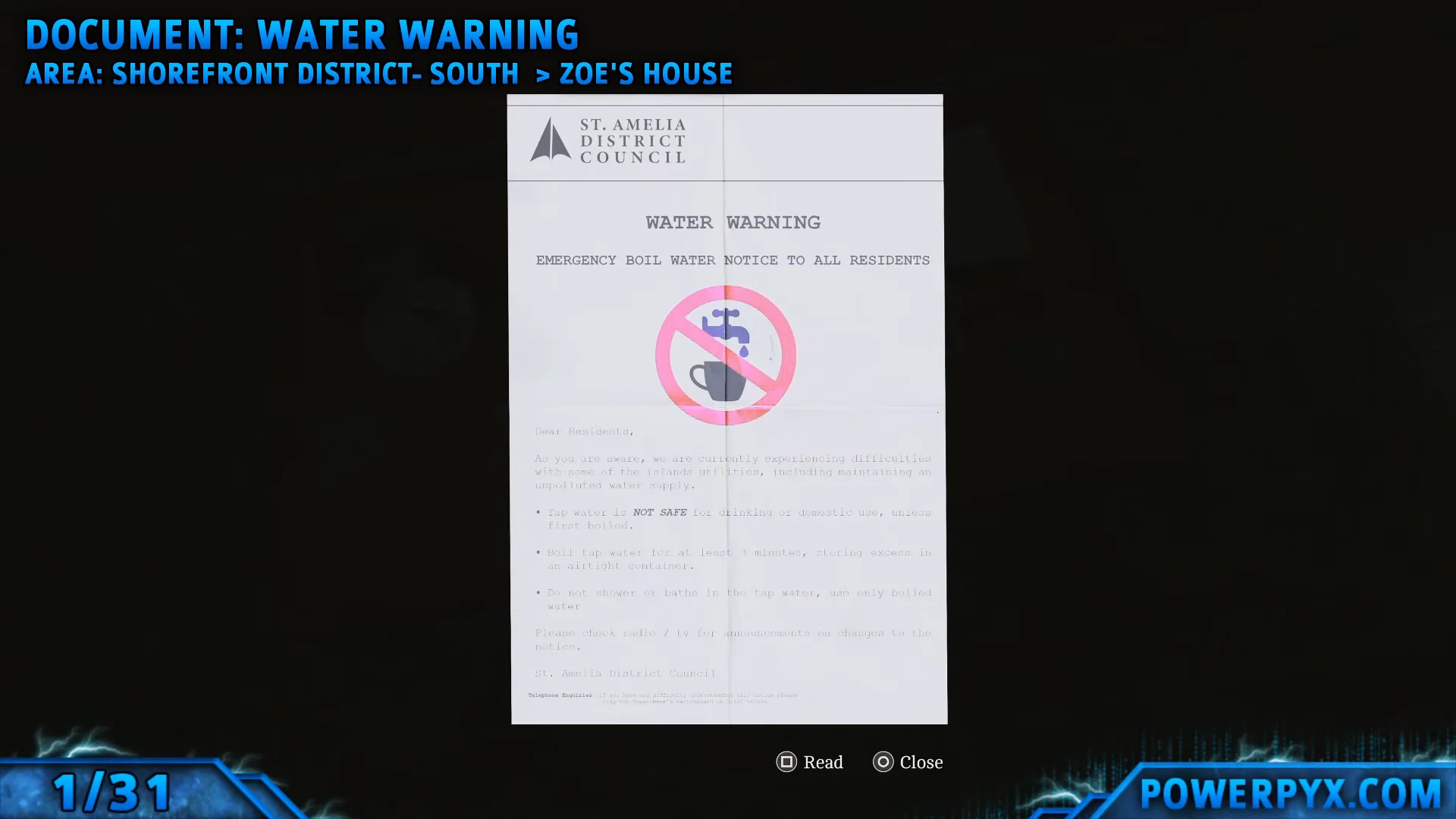 Document: Water Warning (1/31)