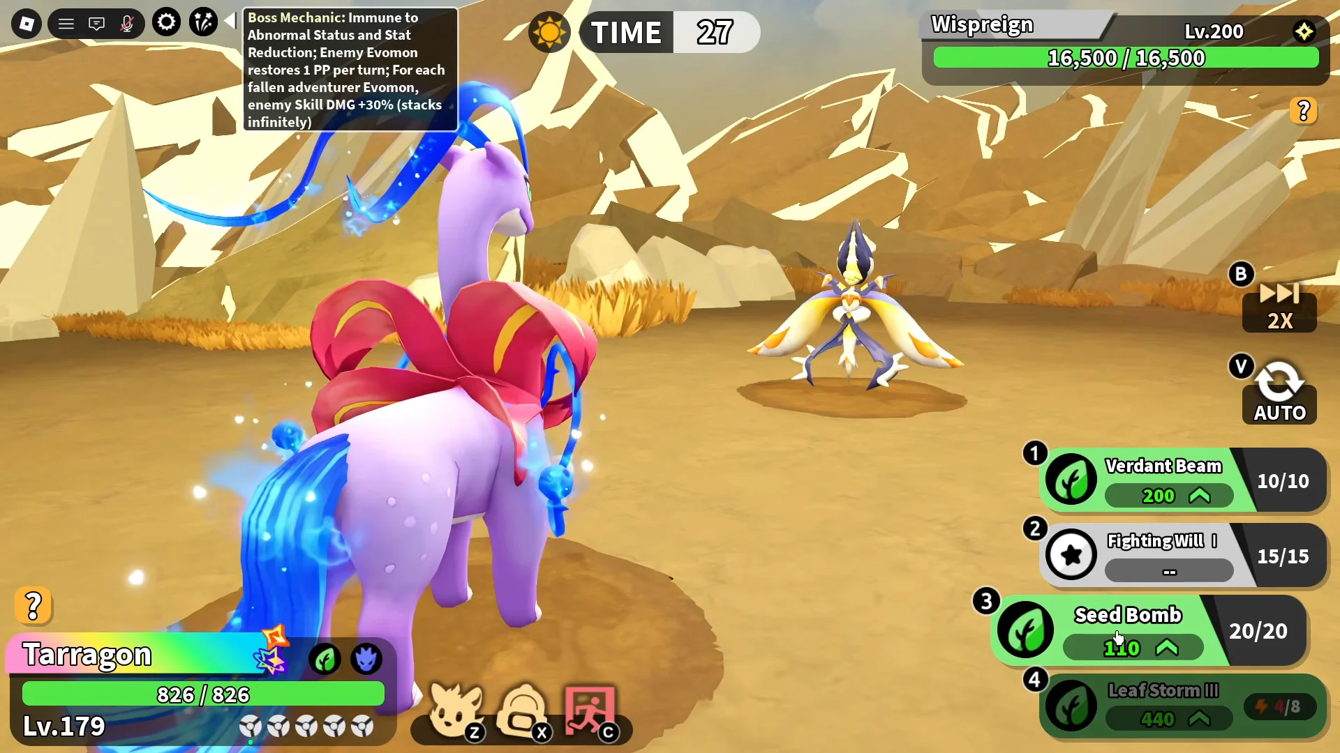 Initiating battle with Light King Wispreign