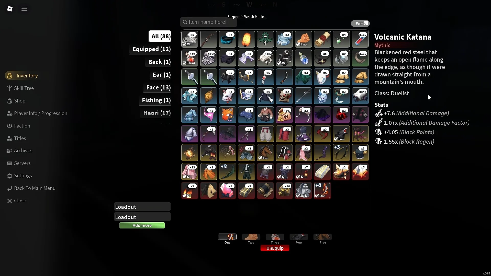 Inspecting Volcanic Katana Stats