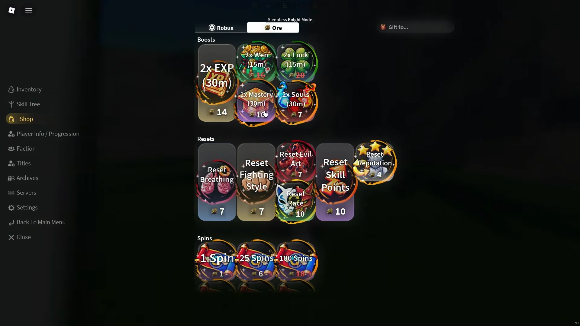Ore In-Game Shop Uses