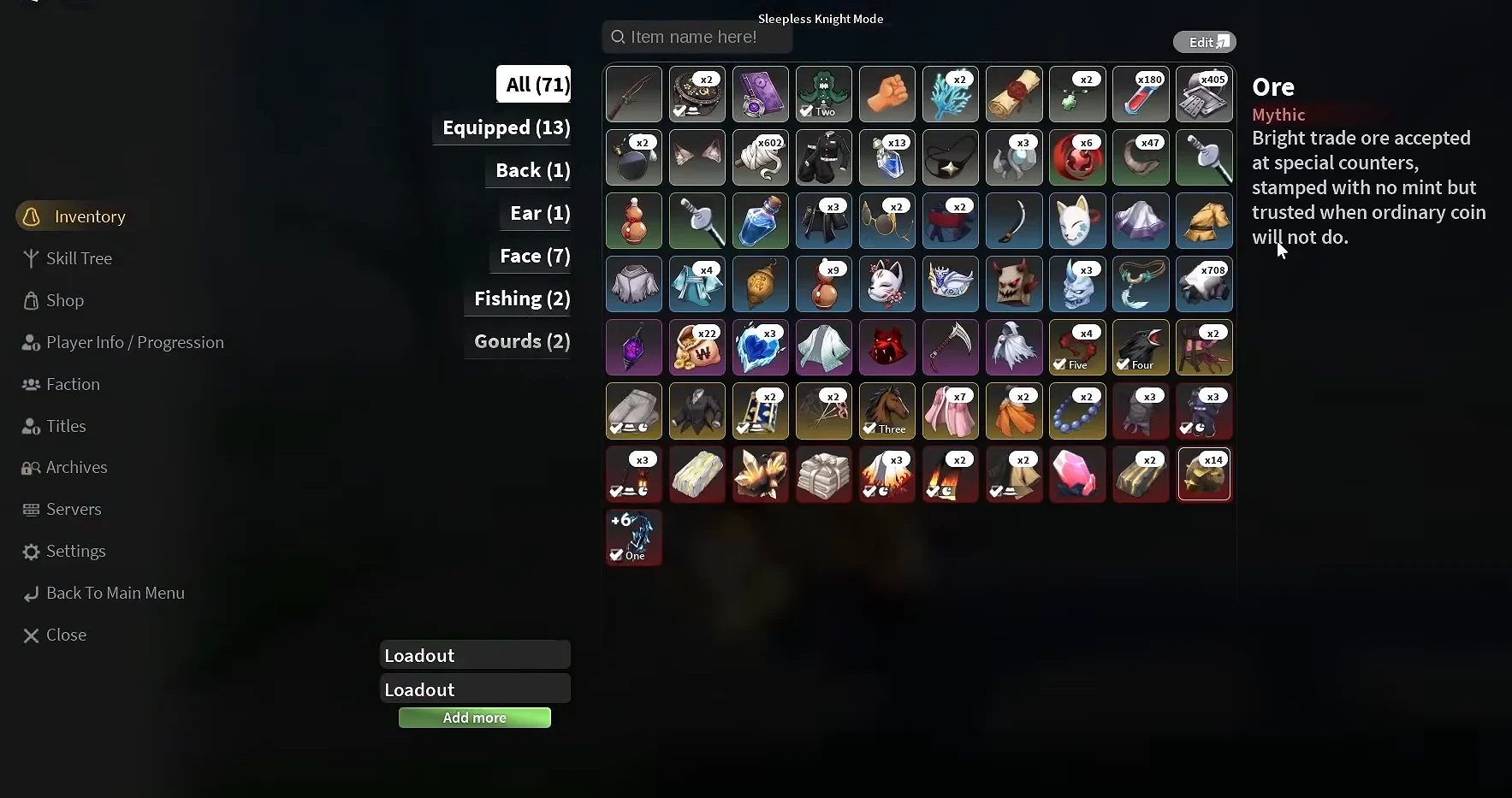 Inventory and Ore Details