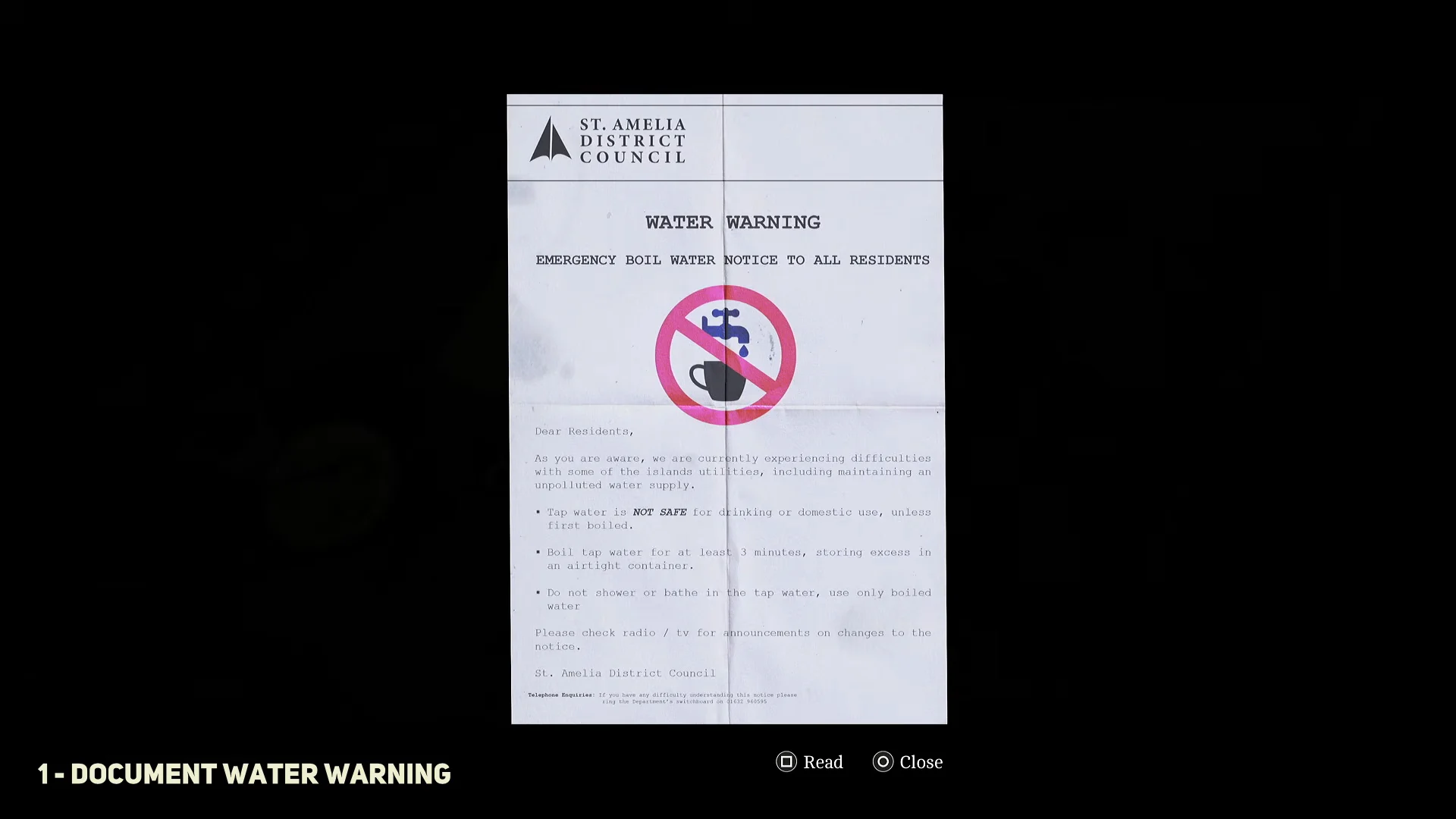 Document Water Warning