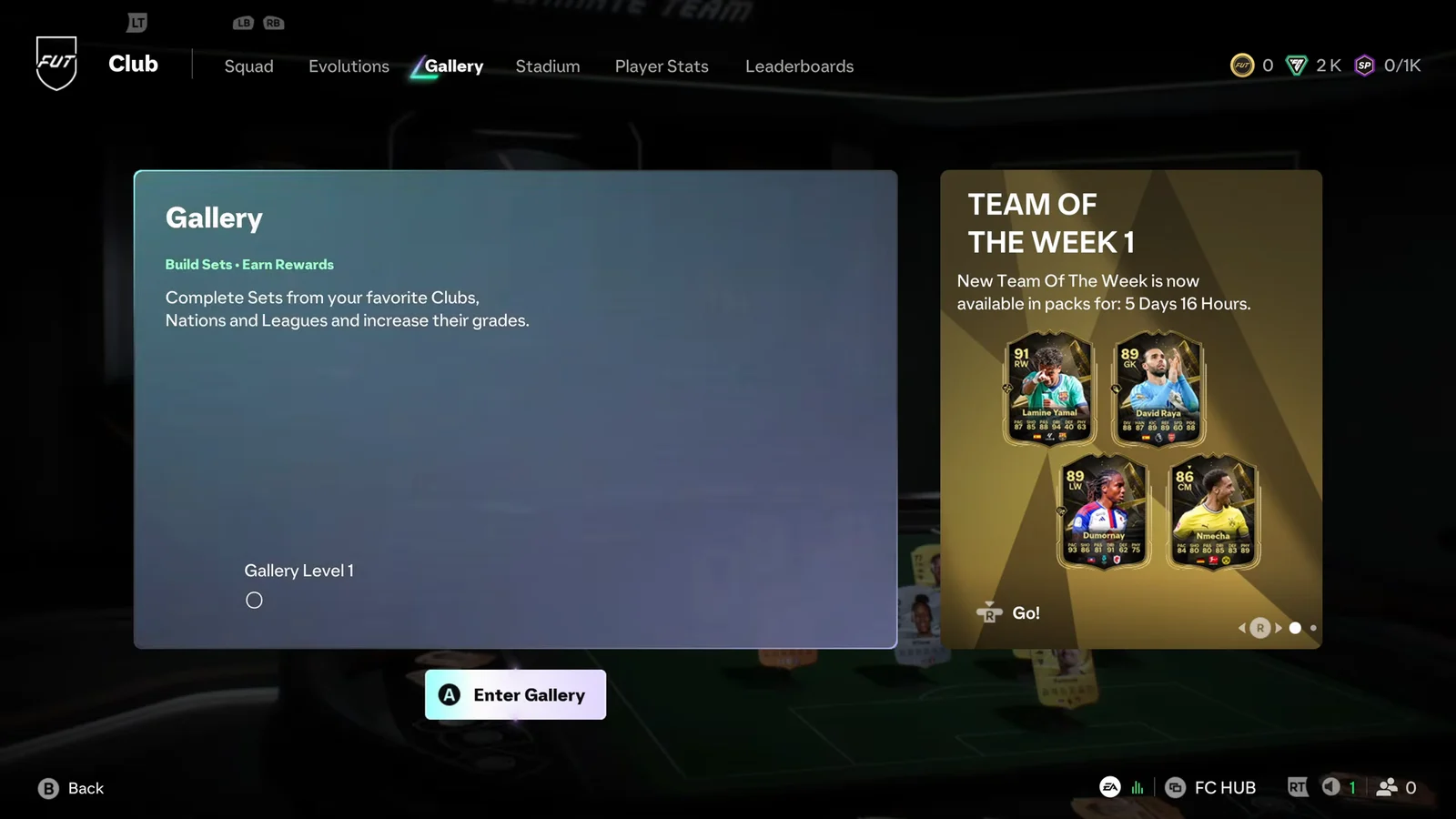Accessing Gallery Menu