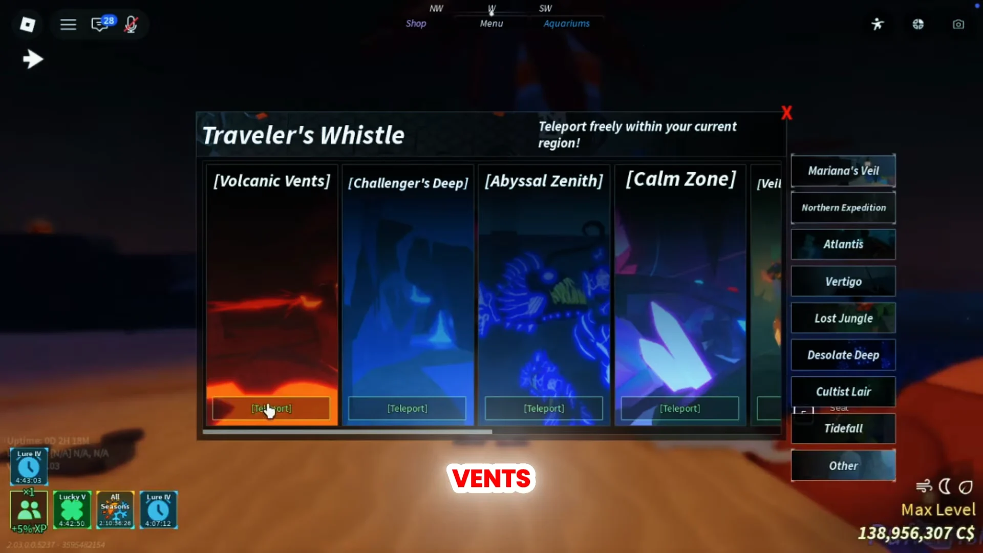 Teleporting to Volcanic Vents