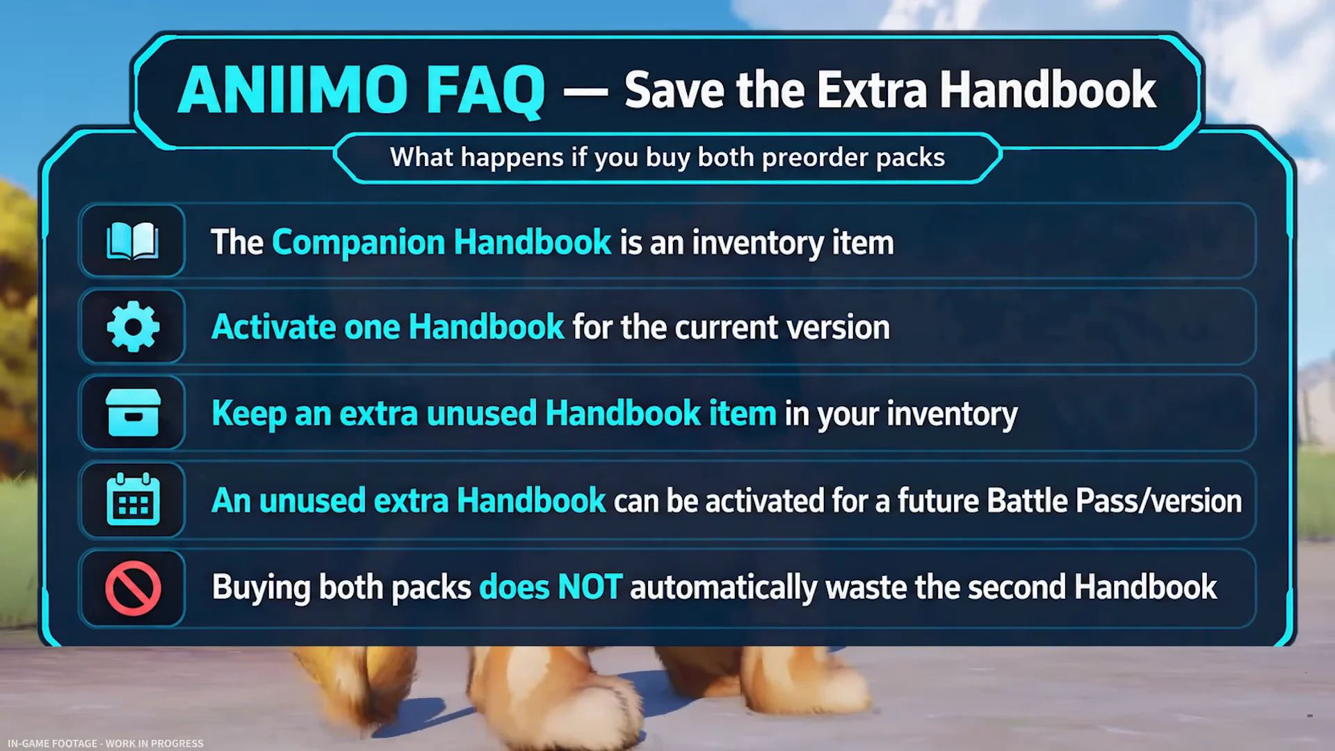 Saving Extra Handbooks