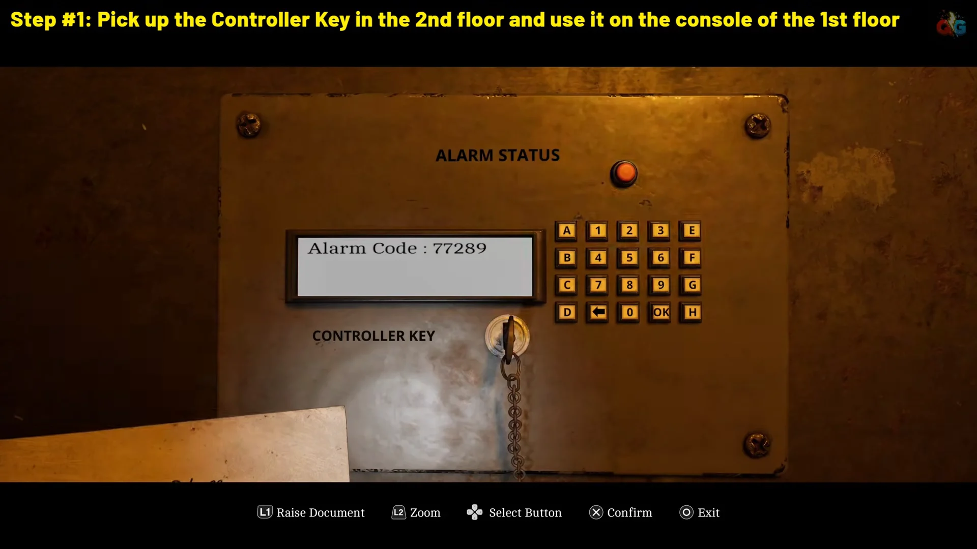 Inserting key into Alarm Status console