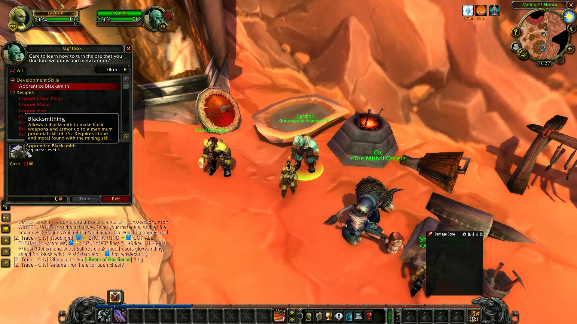 Interacting with Blacksmith trainer Ug'thok